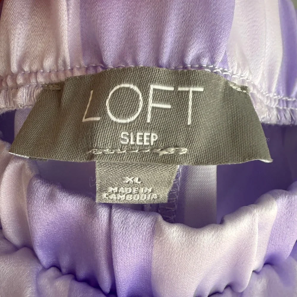 LOFT SLEEP‎ Purple Candy Striped Satin Ladies Pajama Bottoms, XL